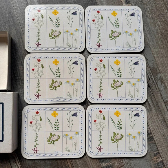 Vintage Jason Drink  Coasters Flower Box Cork Backed Rectangle Set 6 New Zealand - Picture 3 of 6